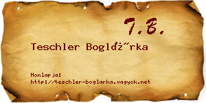 Teschler Boglárka névjegykártya
